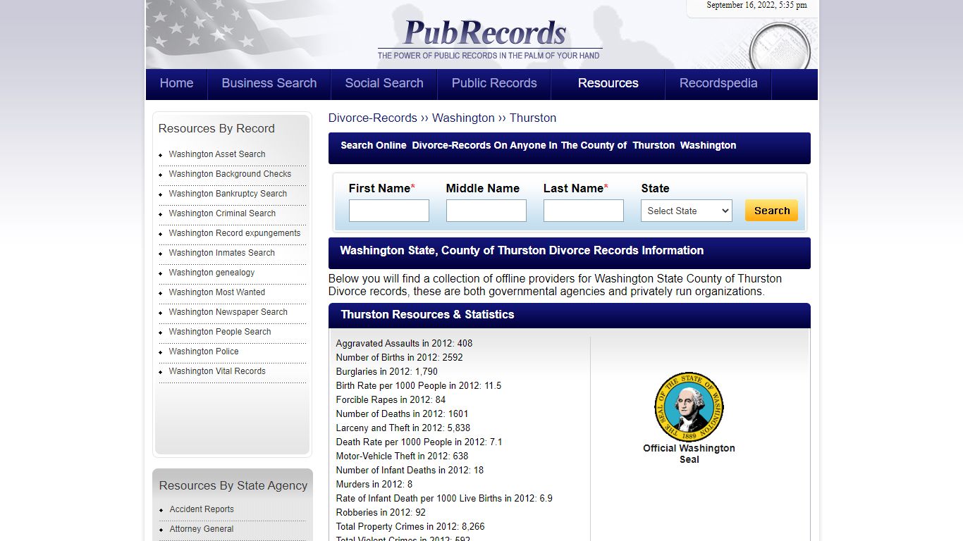 Thurston County, Washington Divorce Records - Pubrecords.com